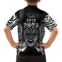 New Zealand Rugby Family Matching Off Shoulder Maxi Dress and Hawaiian Shirt 2023 World Cup Aotearoa Haka Face LT7 - Polynesian Pride