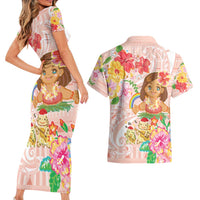 Aloha Hawaii Couples Matching Short Sleeve Bodycon Dress and Hawaiian Shirt Kawaii Mele Kalikimaka - Pastel Fever LT7 - Polynesian Pride