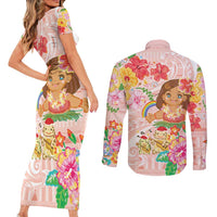 Aloha Hawaii Couples Matching Short Sleeve Bodycon Dress and Long Sleeve Button Shirt Kawaii Mele Kalikimaka - Pastel Fever LT7 - Polynesian Pride