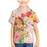 Aloha Hawaii Family Matching Mermaid Dress and Hawaiian Shirt Kawaii Mele Kalikimaka - Pastel Fever LT7 Son's Shirt Peach - Polynesian Pride