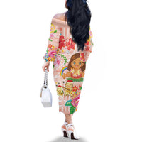 Aloha Hawaii Family Matching Off The Shoulder Long Sleeve Dress and Hawaiian Shirt Kawaii Mele Kalikimaka - Pastel Fever LT7 - Polynesian Pride