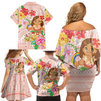 Aloha Hawaii Family Matching Off Shoulder Short Dress and Hawaiian Shirt Kawaii Mele Kalikimaka - Pastel Fever LT7 - Polynesian Pride