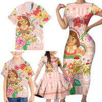 Aloha Hawaii Family Matching Short Sleeve Bodycon Dress and Hawaiian Shirt Kawaii Mele Kalikimaka - Pastel Fever LT7 - Polynesian Pride