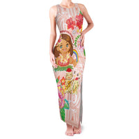 Aloha Hawaii Family Matching Tank Maxi Dress and Hawaiian Shirt Kawaii Mele Kalikimaka - Pastel Fever LT7 Mom's Dress Peach - Polynesian Pride