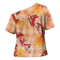Orange Palaka Hawaii Aloha Cross Shoulder Shirt Koi Pond Mix Japanese Maple - Polynesian Pride