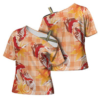 Orange Palaka Hawaii Aloha Cross Shoulder Shirt Koi Pond Mix Japanese Maple - Polynesian Pride