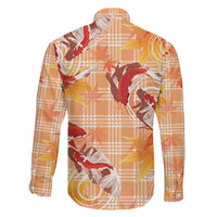 Orange Palaka Hawaii Aloha Family Matching Long Sleeve Bodycon Dress and Hawaiian Shirt Koi Pond Mix Japanese Maple LT7 - Polynesian Pride