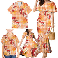 Orange Palaka Hawaii Aloha Family Matching Mermaid Dress and Hawaiian Shirt Koi Pond Mix Japanese Maple LT7 - Polynesian Pride