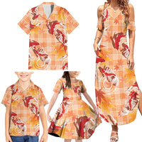 Orange Palaka Hawaii Aloha Family Matching Summer Maxi Dress and Hawaiian Shirt Koi Pond Mix Japanese Maple LT7 - Polynesian Pride