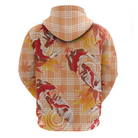 Orange Palaka Hawaii Aloha Hoodie Koi Pond Mix Japanese Maple - Polynesian Pride