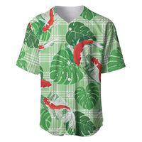 Lime Palaka Hawaii Aloha Baseball Jersey Koi Pond Mix Monstera - Polynesian Pride