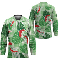 Lime Palaka Hawaii Aloha Hockey Jersey Koi Pond Mix Monstera - Polynesian Pride