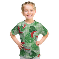 Lime Palaka Hawaii Aloha Kid T Shirt Koi Pond Mix Monstera - Polynesian Pride