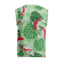 Lime Palaka Hawaii Aloha Christmas Knitted V-Neck Vest Koi Pond Mix Monstera LT7 - Polynesian Pride