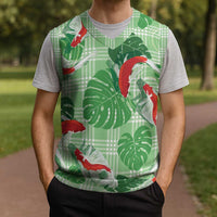 Lime Palaka Hawaii Aloha Christmas Knitted V-Neck Vest Koi Pond Mix Monstera LT7 - Polynesian Pride