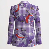 Lavender Palaka Hawaii Aloha Blazer Koi Pond Mix Orchids - Polynesian Pride