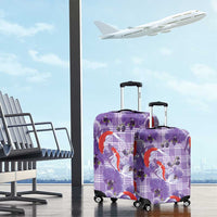 Lavender Palaka Hawaii Aloha Luggage Cover Koi Pond Mix Orchids LT7 - Polynesian Pride