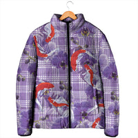 Lavender Palaka Hawaii Aloha Padded Jacket Koi Pond Mix Orchids LT7 - Polynesian Pride