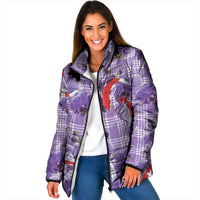 Lavender Palaka Hawaii Aloha Padded Jacket Koi Pond Mix Orchids LT7 Women Purple - Polynesian Pride