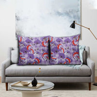 Lavender Palaka Hawaii Aloha Pillow Cover Koi Pond Mix Orchids - Polynesian Pride