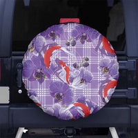 Lavender Palaka Hawaii Aloha Spare Tire Cover Koi Pond Mix Orchids LT7 No hole Purple - Polynesian Pride