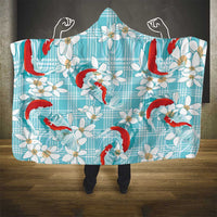 Turquoise Palaka Hawaii Aloha Hooded Blanket Koi Pond Mix Plumeria LT7 - Polynesian Pride