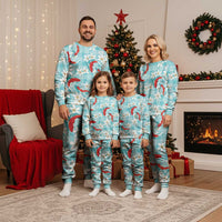 Turquoise Palaka Hawaii Aloha Christmas Pajama Set Koi Pond Mix Plumeria - Polynesian Pride