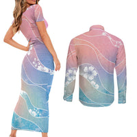 Aloha Hawaii Floral Tapa Couples Matching Short Sleeve Bodycon Dress and Long Sleeve Button Shirt Patchwork Pastel Candy - Polynesian Pride