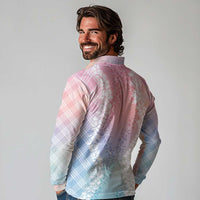 Hawaii Aloha Plumeria Lei Pastel Candy Palaka Long Sleeve Polo Shirt - Polynesian Pride
