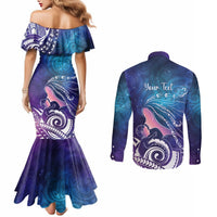 New Zealand Mother's Day Couples Matching Mermaid Dress and Long Sleeve Button Shirt Maori Hari Ra Mama LT7 - Polynesian Pride