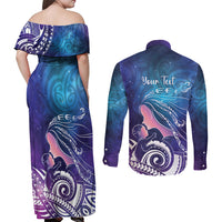 New Zealand Mother's Day Couples Matching Off Shoulder Maxi Dress and Long Sleeve Button Shirt Maori Hari Ra Mama