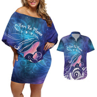 New Zealand Mother's Day Couples Matching Off Shoulder Short Dress and Hawaiian Shirt Maori Hari Ra Mama LT7 Galaxy - Polynesian Pride