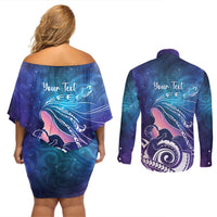 New Zealand Mother's Day Couples Matching Off Shoulder Short Dress and Long Sleeve Button Shirt Maori Hari Ra Mama LT7 - Polynesian Pride