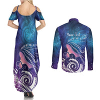 New Zealand Mother's Day Couples Matching Summer Maxi Dress and Long Sleeve Button Shirt Maori Hari Ra Mama LT7 - Polynesian Pride