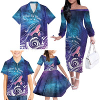 New Zealand Mother's Day Family Matching Off The Shoulder Long Sleeve Dress and Hawaiian Shirt Maori Hari Ra Mama LT7 - Polynesian Pride