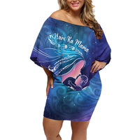 New Zealand Mother's Day Family Matching Off Shoulder Short Dress and Hawaiian Shirt Maori Hari Ra Mama LT7 Mom's Dress Galaxy - Polynesian Pride