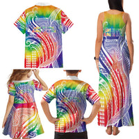 Aloha Pride Rainbow Tie Dye Family Matching Tank Maxi Dress and Hawaiian Shirt Humpback Whale - Love is Love LT7 - Polynesian Pride