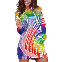 Aloha Pride Rainbow Tie Dye Hoodie Dress Humpback Whale - Love is Love