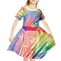 Aloha Pride Rainbow Tie Dye Kid Short Sleeve Dress Humpback Whale - Love is Love