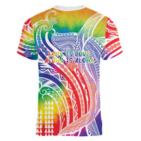 Aloha Pride Rainbow Tie Dye Women V-Neck T-Shirt Humpback Whale - Love is Love