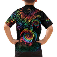 Hawaii Pride Family Matching Puletasi and Hawaiian Shirt Rainbow Swirls