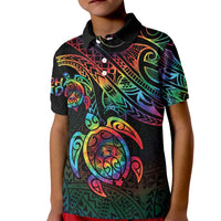 Hawaii Pride Kid Polo Shirt Rainbow Swirls