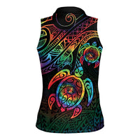Hawaii Pride Women Sleeveless Polo Shirt Rainbow Swirls