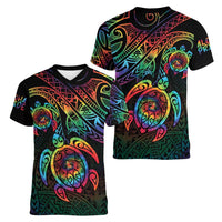 Hawaii Pride Women V-Neck T-Shirt Rainbow Swirls