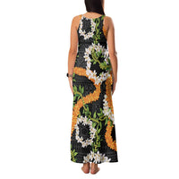 Aloha Festive Hawaii Family Matching Tank Maxi Dress and Hawaiian Shirt Mokihana - Maile and Ilima on Black LT7 - Polynesian Pride
