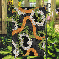 Aloha Festive Hawaii Garden Flag Mokihana - Maile and Ilima on Black LT7 Garden Flag Black - Polynesian Pride