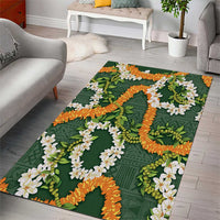 Aloha Festive Hawaii Area Rug Mokihana - Maile and Ilima on Forest Green LT7 - Polynesian Pride