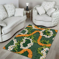 Aloha Festive Hawaii Area Rug Mokihana - Maile and Ilima on Forest Green LT7 - Polynesian Pride