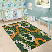 Aloha Festive Hawaii Area Rug Mokihana - Maile and Ilima on Forest Green LT7 - Polynesian Pride