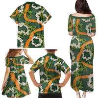 Aloha Festive Hawaii Family Matching Puletasi and Hawaiian Shirt Mokihana - Maile and Ilima on Forest Green LT7 - Polynesian Pride